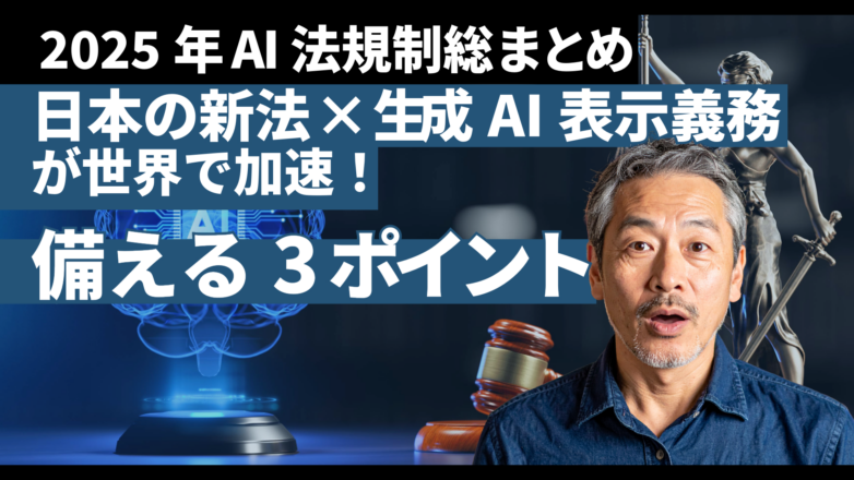 トピックス 2025年AI法規制総まとめ｜日本の新法×生成AI“表示義務”が世界で加速！備える3ポイントのイメージサムネイル画像