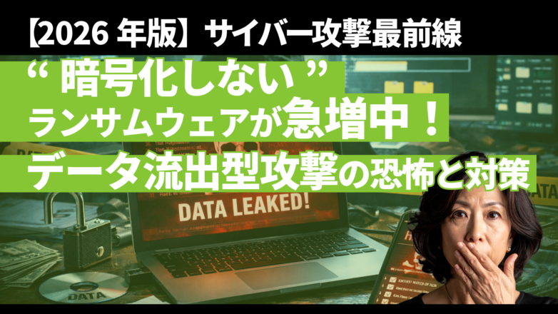 トピックス 暗号化しないランサムウェアが急増中！データ流出型攻撃の恐怖と対策【2026年版】のイメージサムネイル画像